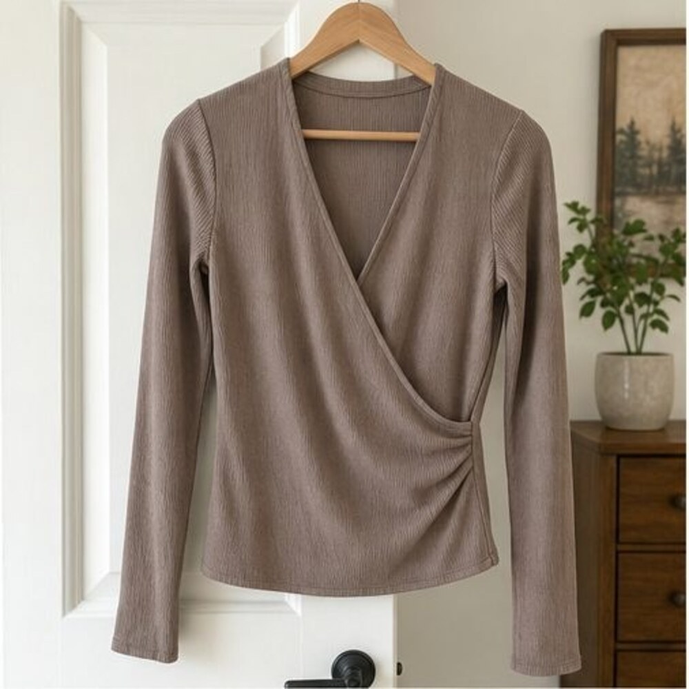 Taupe Wrap Blouse